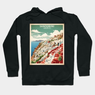 Santorini Greece Tourism Vintage Poster Hoodie
